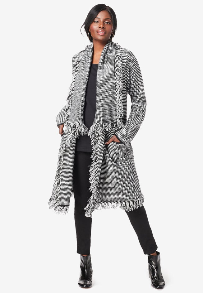 Shawl-Collar Fringe Jacket image number 0