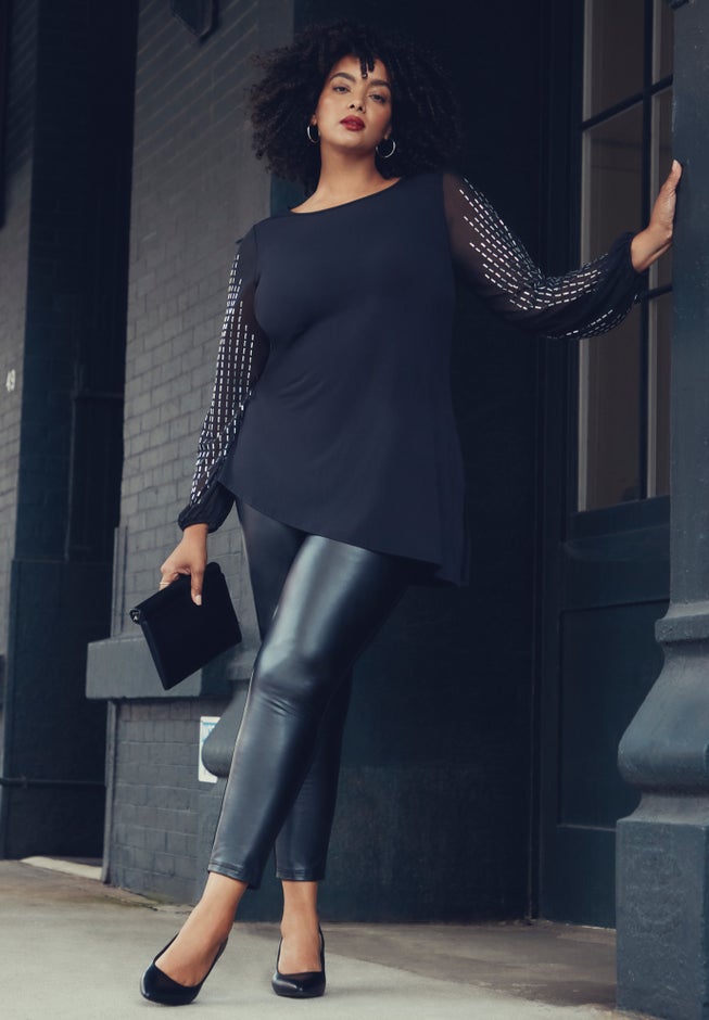 Vegan Leather & Ponte Pant image number 3