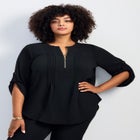 Hailey Zip Front Pintuck Blouse image number 0