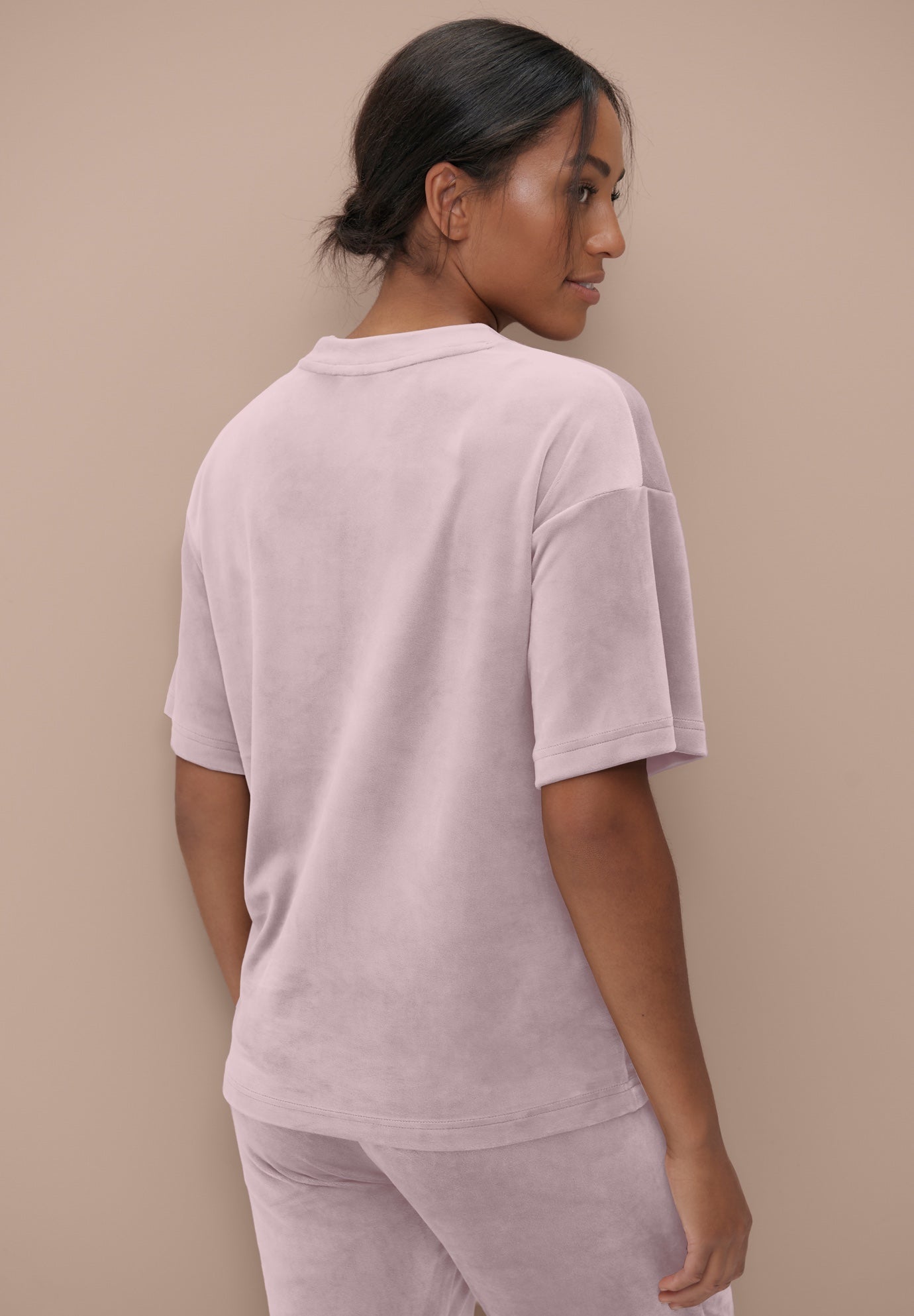 Stretch Velour Boat Neck Short Sleeve Tee image number 1