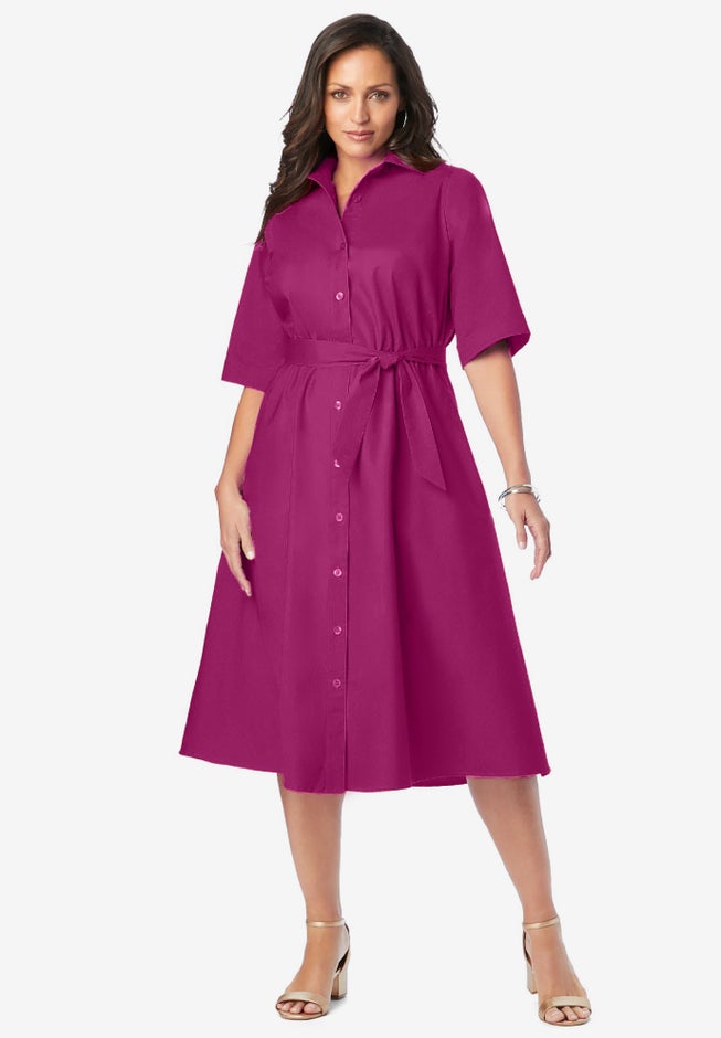 Stretch Poplin Shirtdress image number null