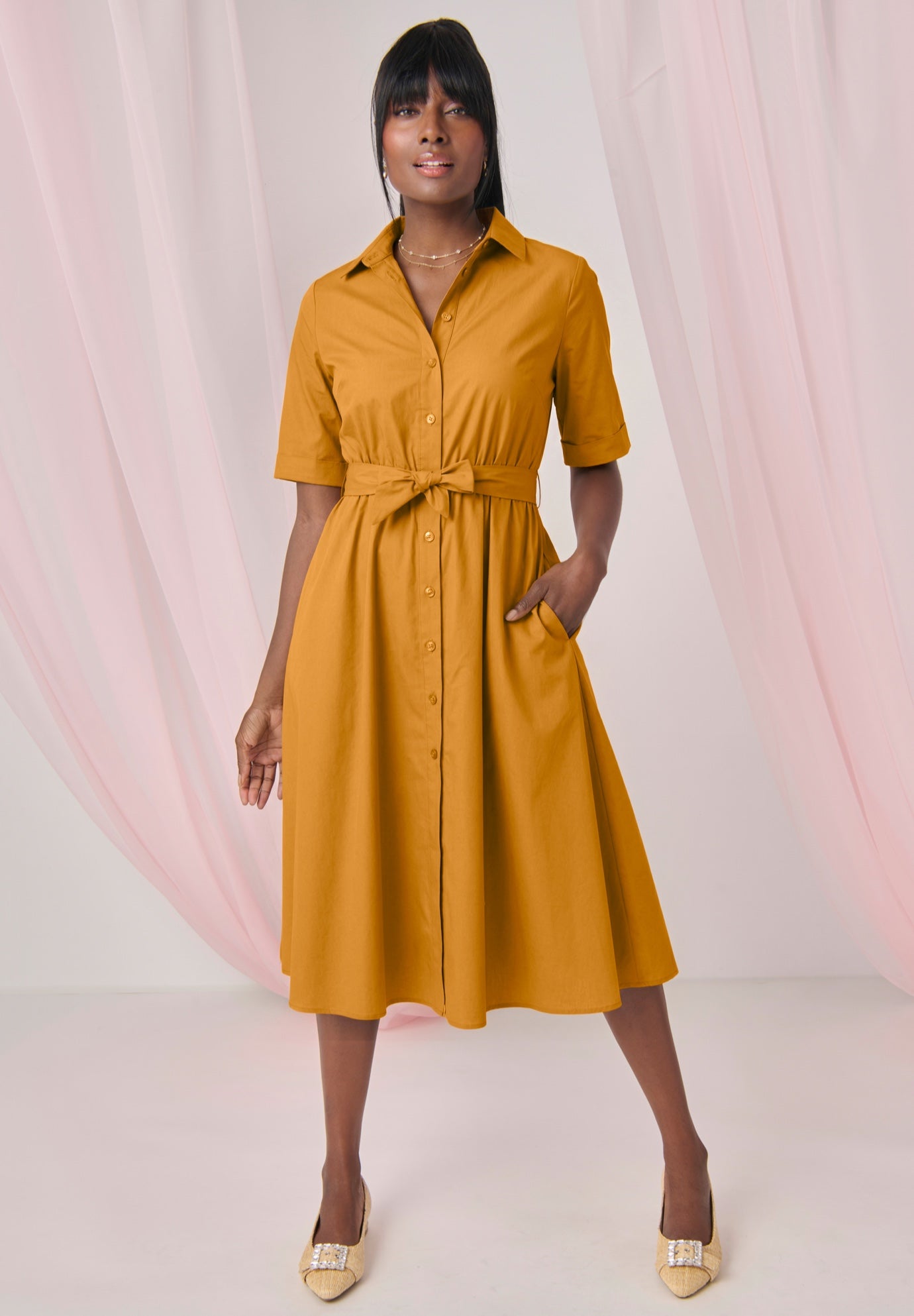 Stretch Poplin Shirtdress image number 0