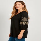 Plus Size Tie-Neck Puff Sleeve Blouse image number null