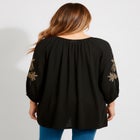Plus Size Tie-Neck Puff Sleeve Blouse image number null