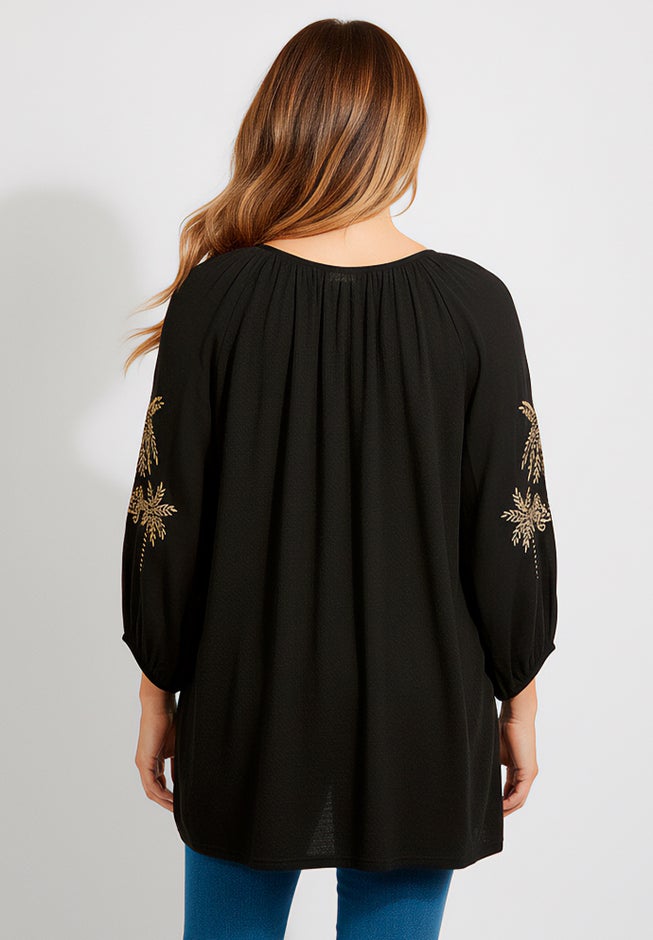 Plus Size Tie-Neck Puff Sleeve Blouse image number 4