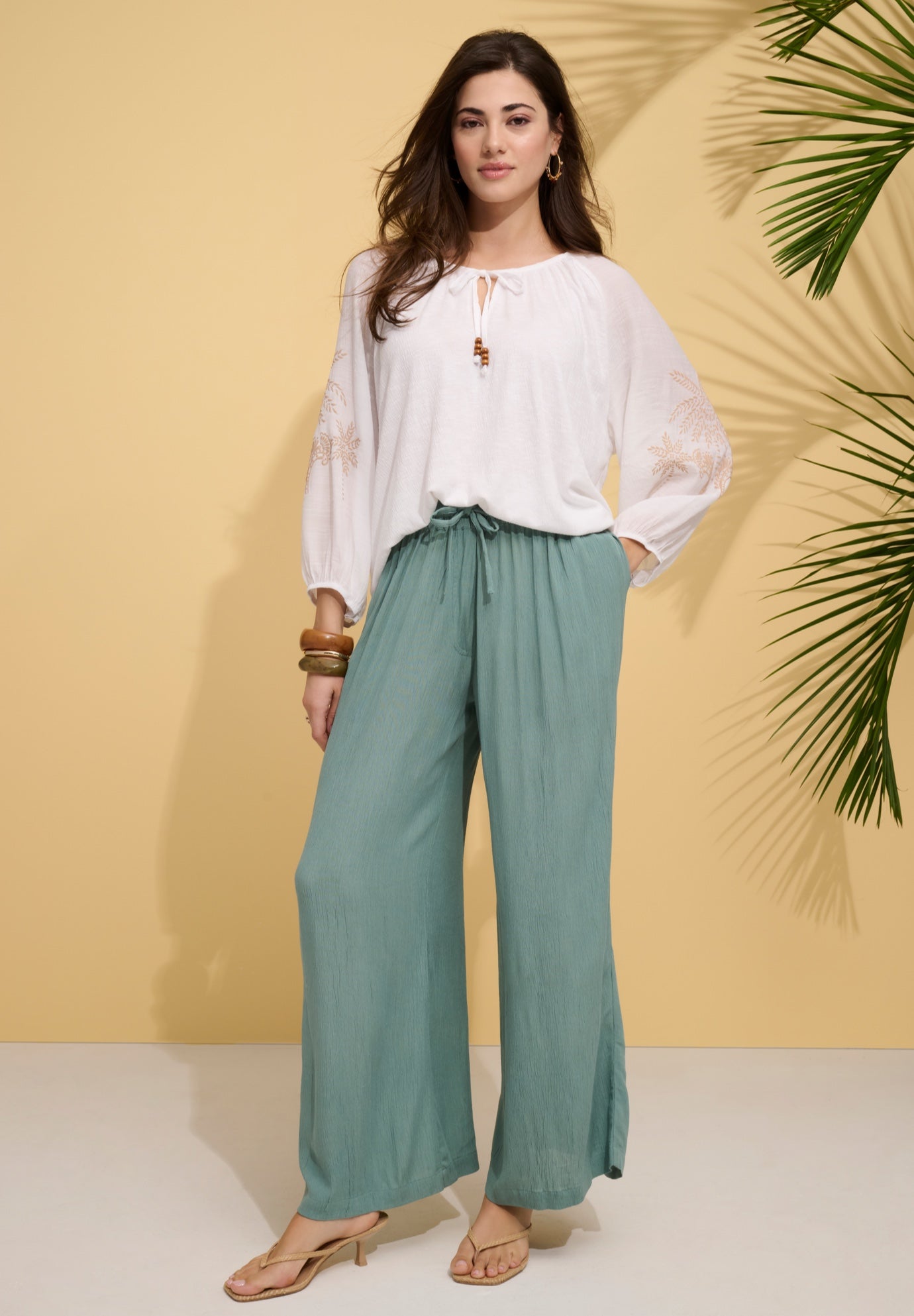 Plus Size Tie-Neck Puff Sleeve Blouse image number 5