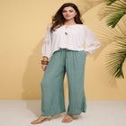 Plus Size Tie-Neck Puff Sleeve Blouse image number null