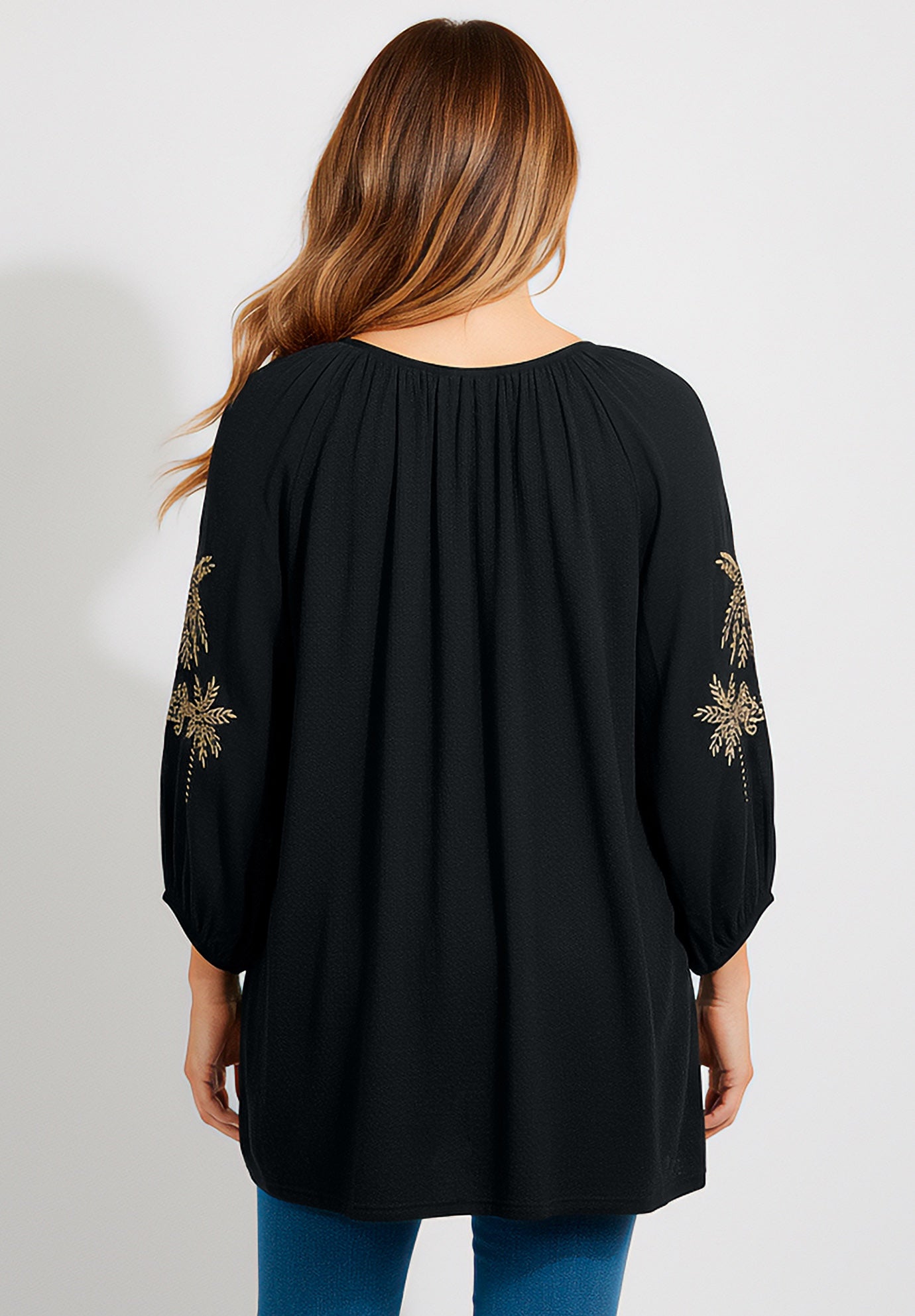 Plus Size Tie-Neck Puff Sleeve Blouse image number 1