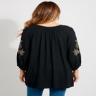 Plus Size Tie-Neck Puff Sleeve Blouse image number null