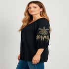 Plus Size Tie-Neck Puff Sleeve Blouse image number null