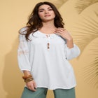 Plus Size Tie-Neck Puff Sleeve Blouse image number null