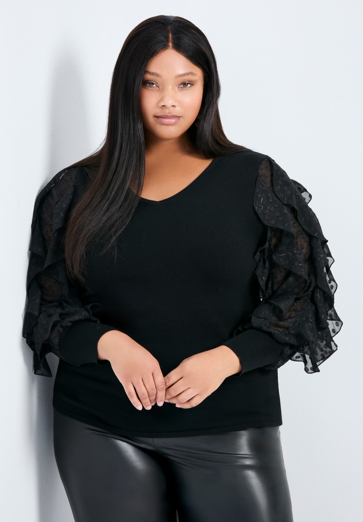 Frill Sleeve Sweater image number 0