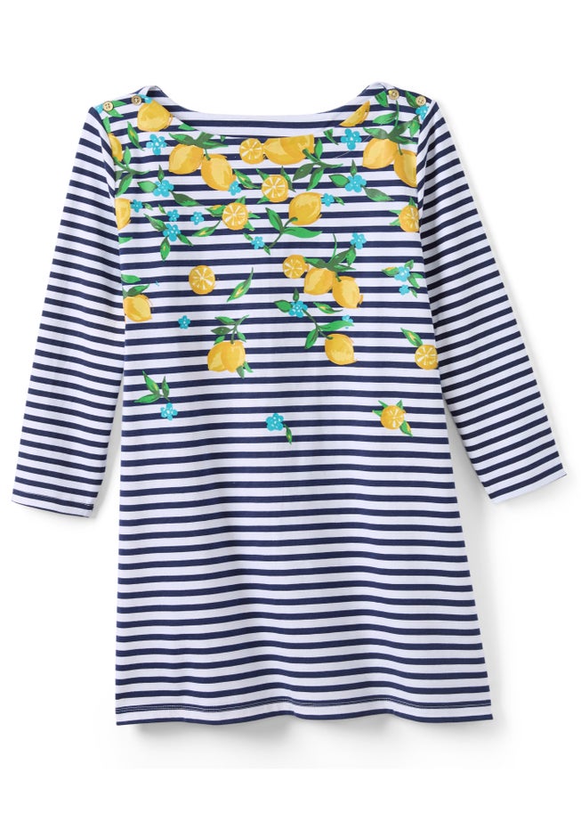 Stretch Cotton Boatneck Tunic image number 1