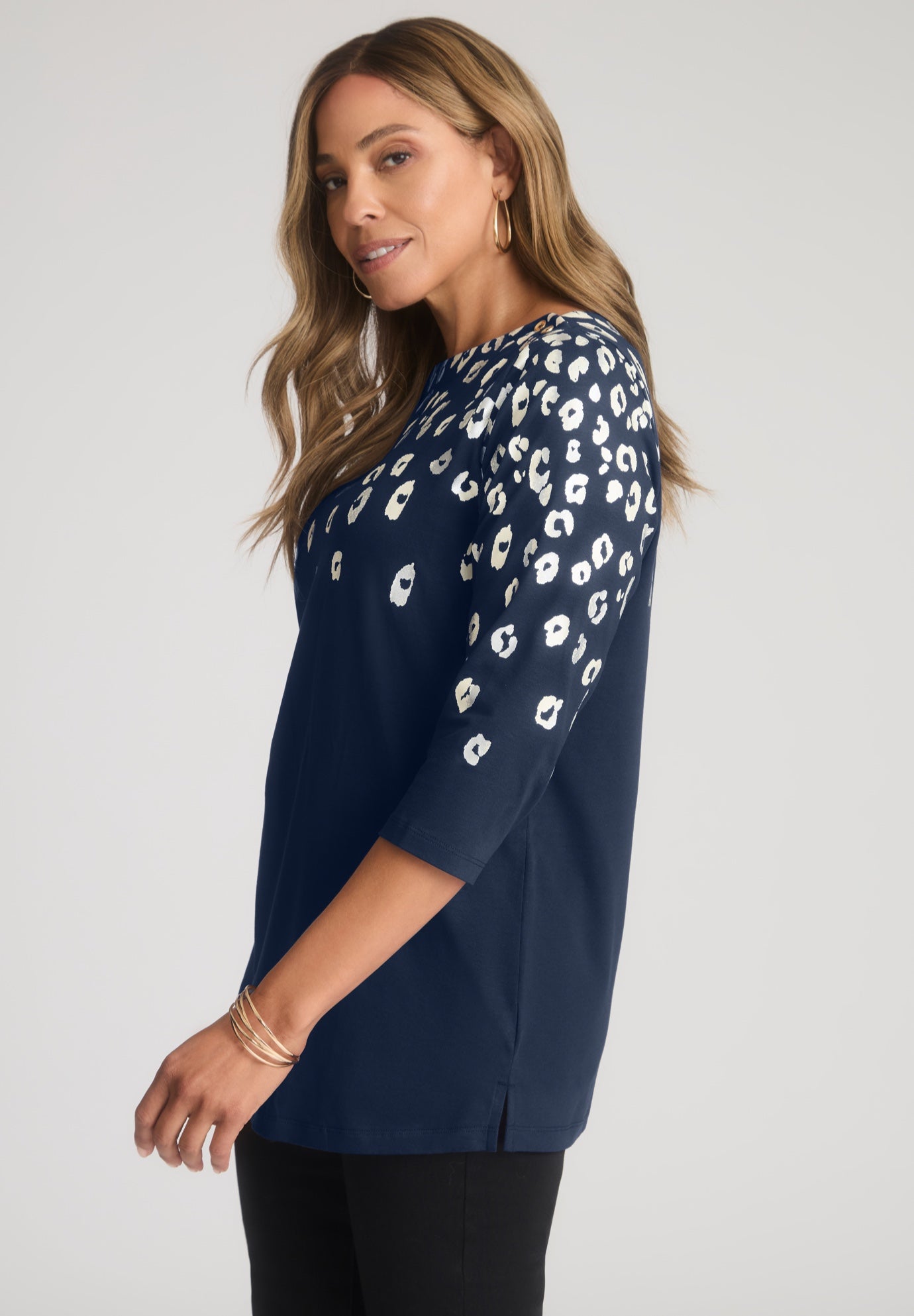 Stretch Cotton Boatneck Tunic image number 1