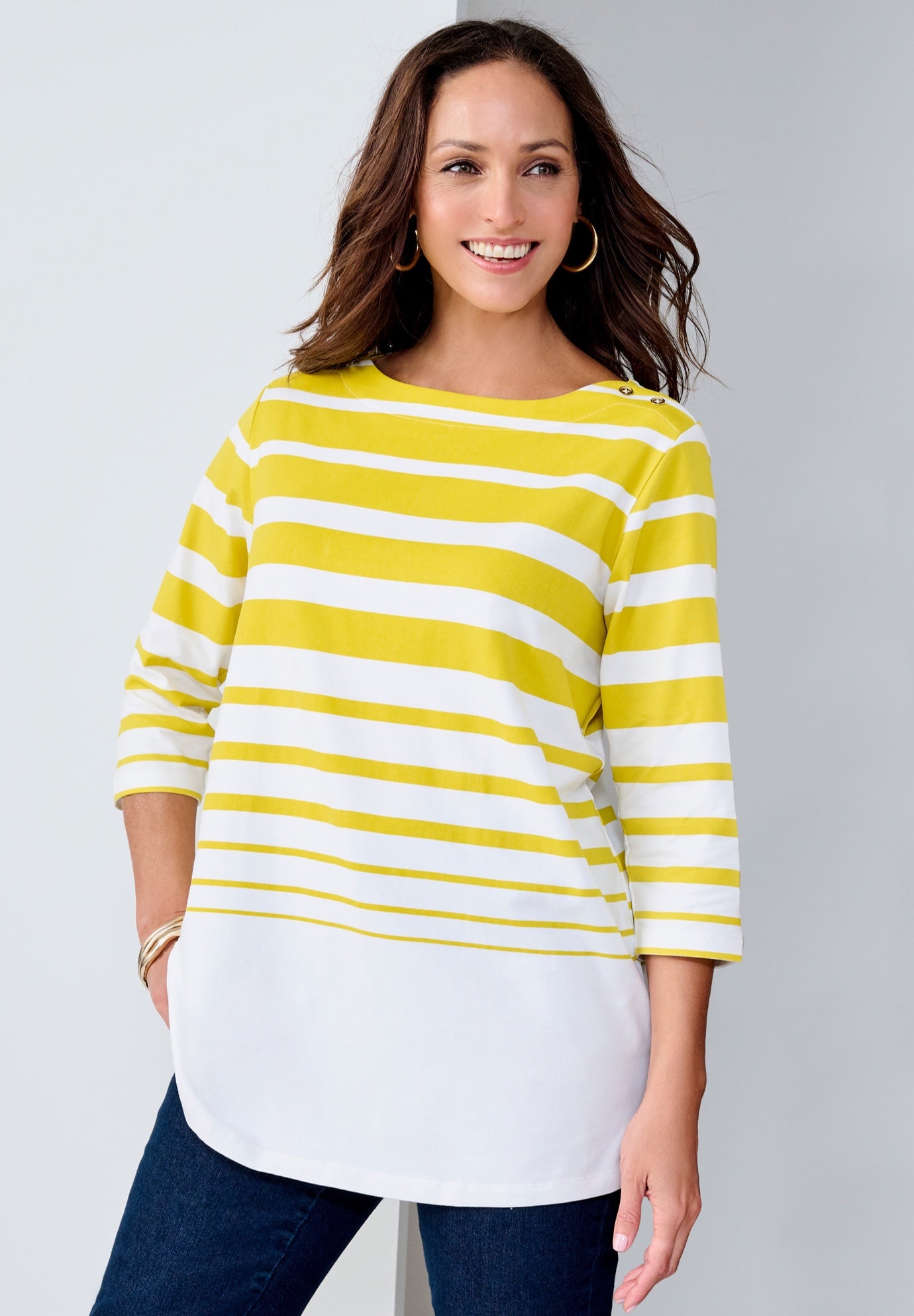 Stretch Cotton Boatneck Tunic image number 4