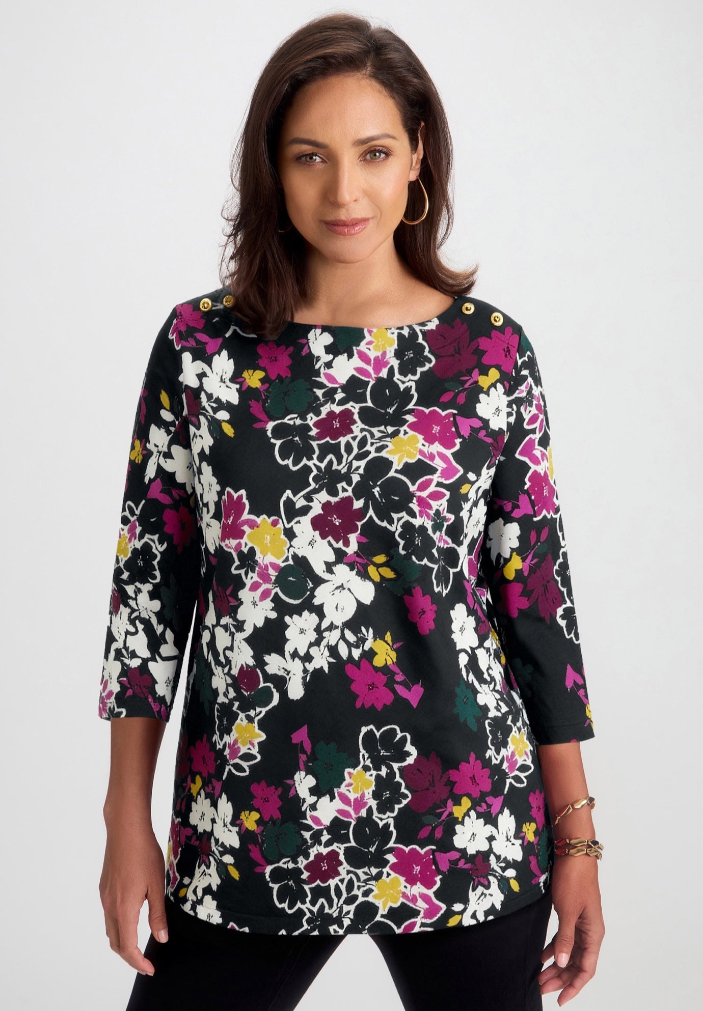 Stretch Cotton Boatneck Tunic image number 5