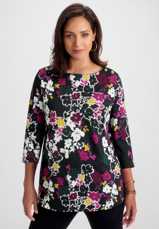 Stretch Cotton Boatneck Tunic image number 5