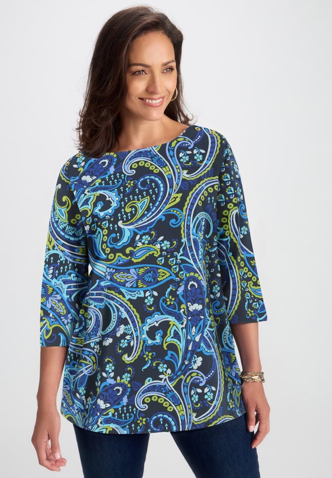 Stretch Cotton Boatneck Tunic image number 3