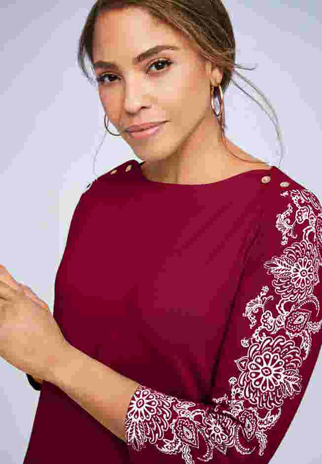 Stretch Cotton Boatneck Tunic image number 1