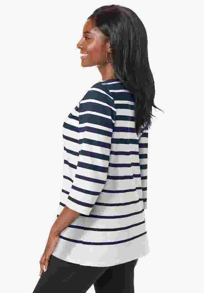 Stretch Cotton Boatneck Tunic image number 1