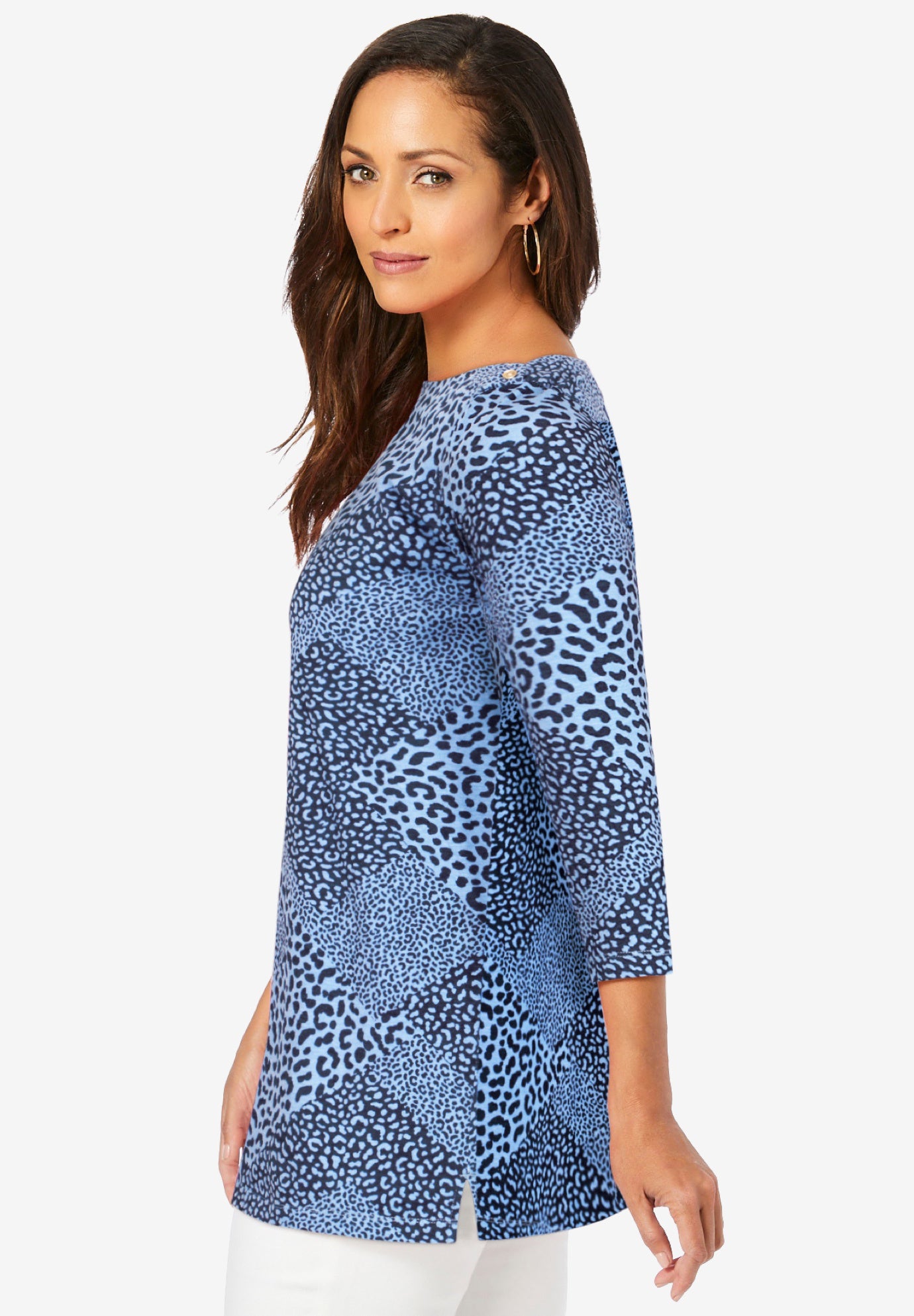 Stretch Cotton Boatneck Tunic image number 1