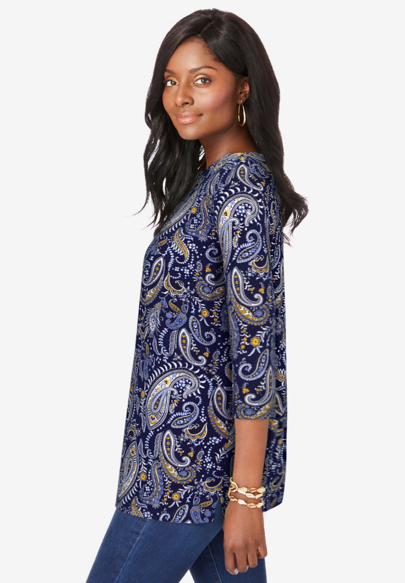 Stretch Cotton Boatneck Tunic image number 1