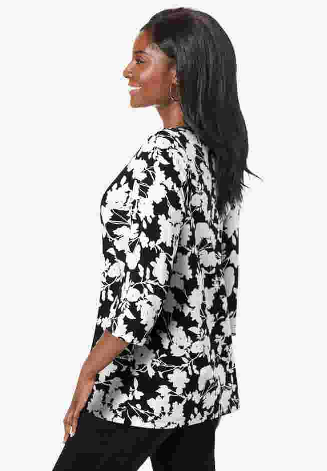 Stretch Cotton Boatneck Tunic image number 1