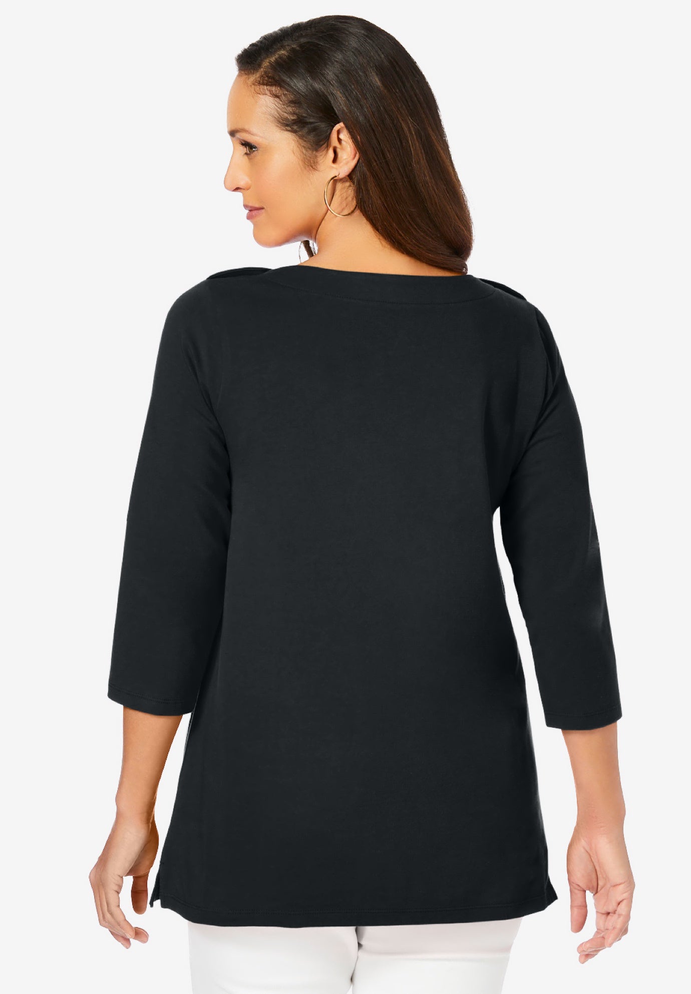 Stretch Cotton Boatneck Tunic image number 2