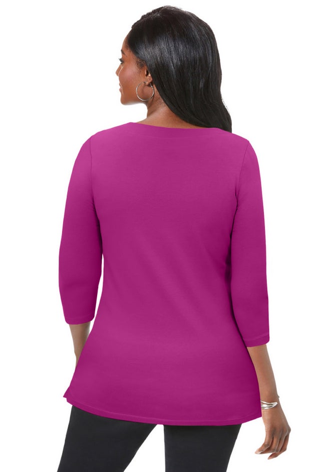 Stretch Cotton Boatneck Tunic image number 2