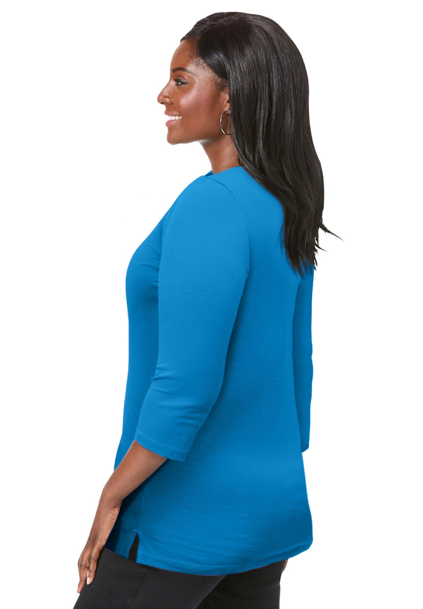 Stretch Cotton Boatneck Tunic image number 1