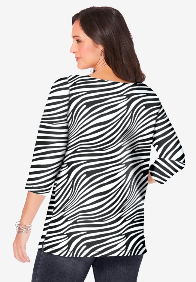 Stretch Cotton Boatneck Tunic image number 2