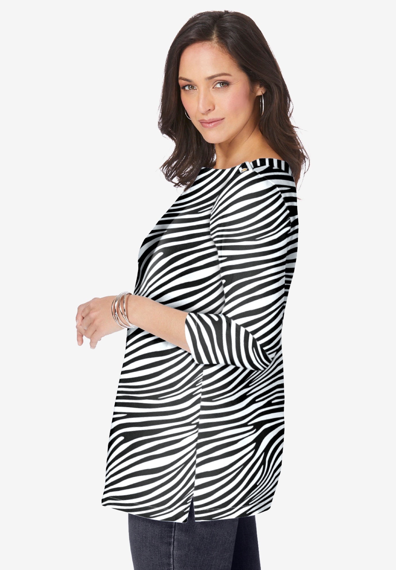 Stretch Cotton Boatneck Tunic image number 1