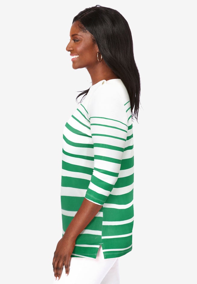 Stretch Cotton Boatneck Tunic image number 1
