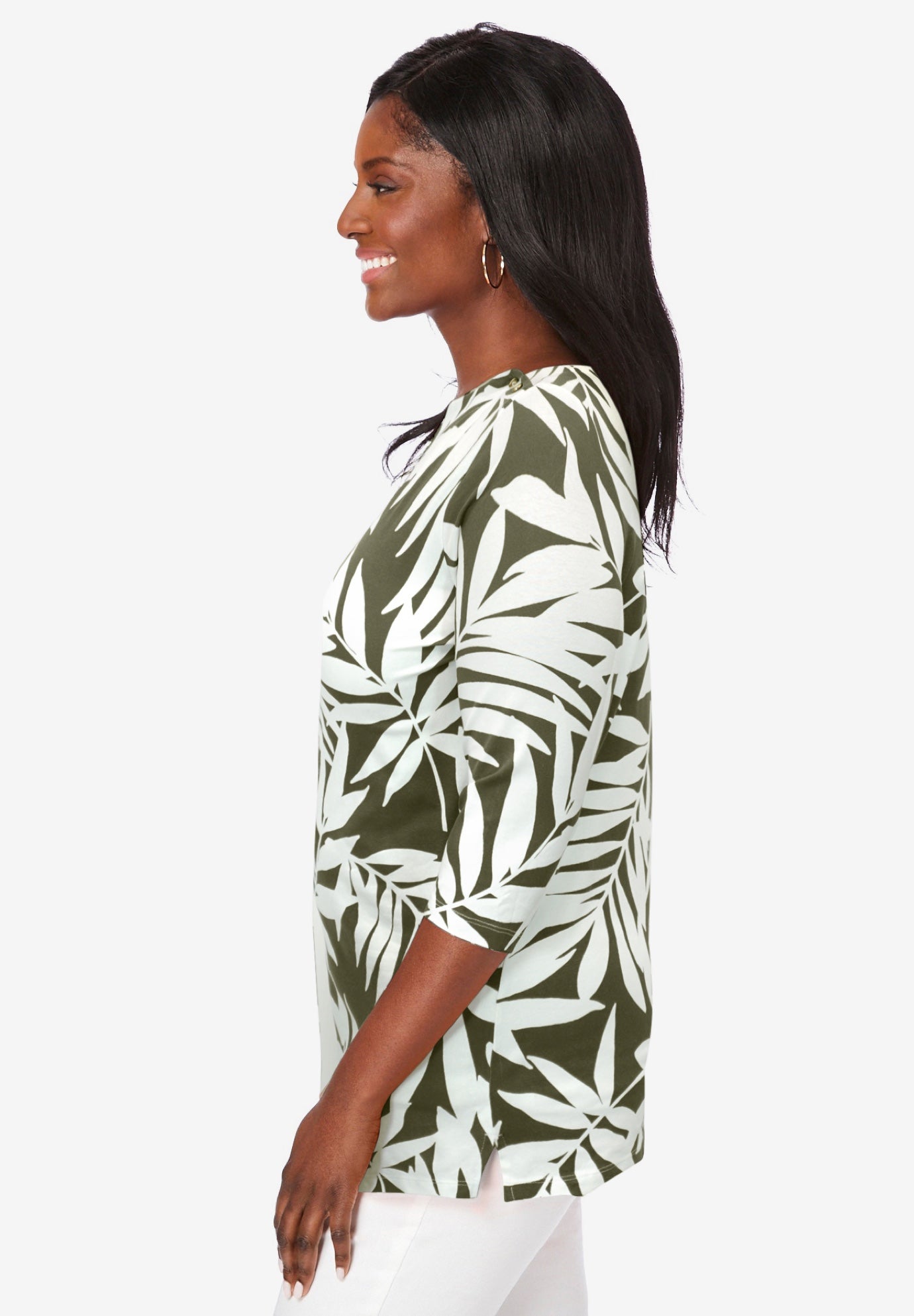 Stretch Cotton Boatneck Tunic image number 1