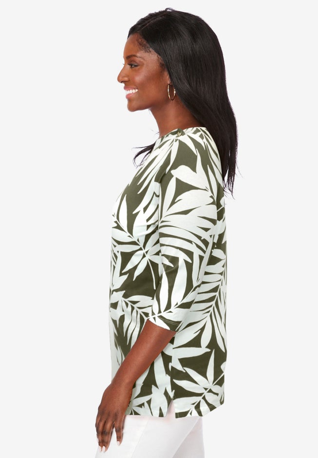 Stretch Cotton Boatneck Tunic image number 1