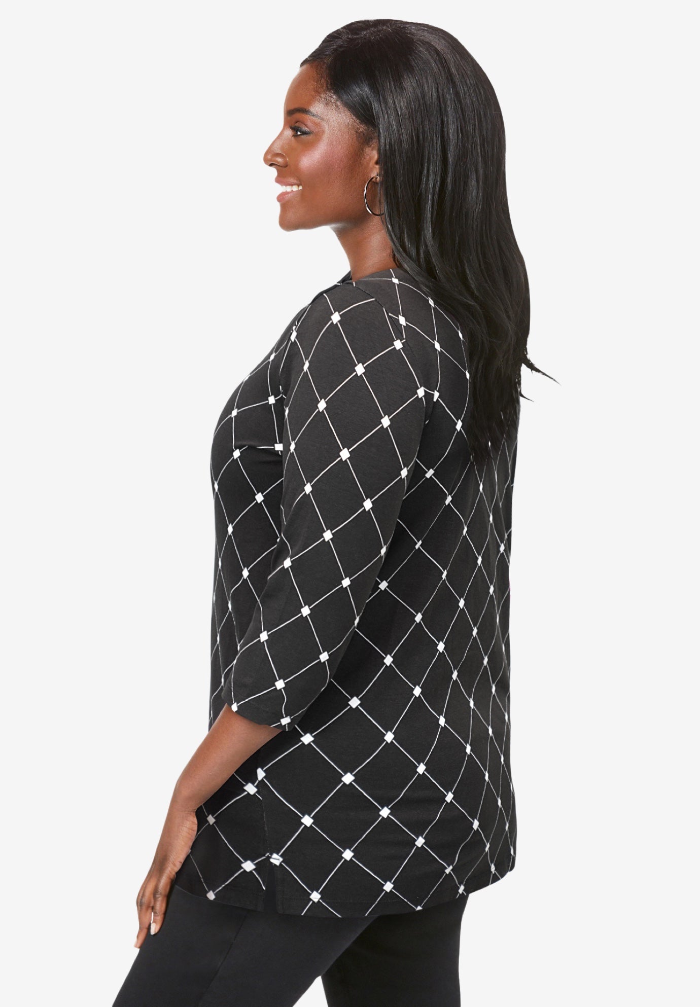 Stretch Cotton Boatneck Tunic image number 1