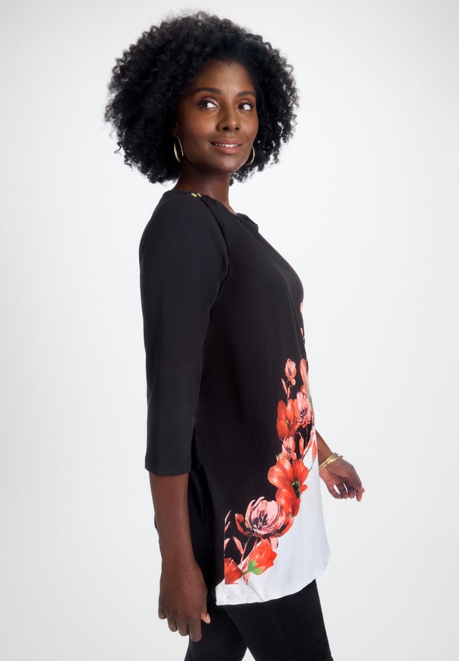 Stretch Cotton Boatneck Tunic image number 1