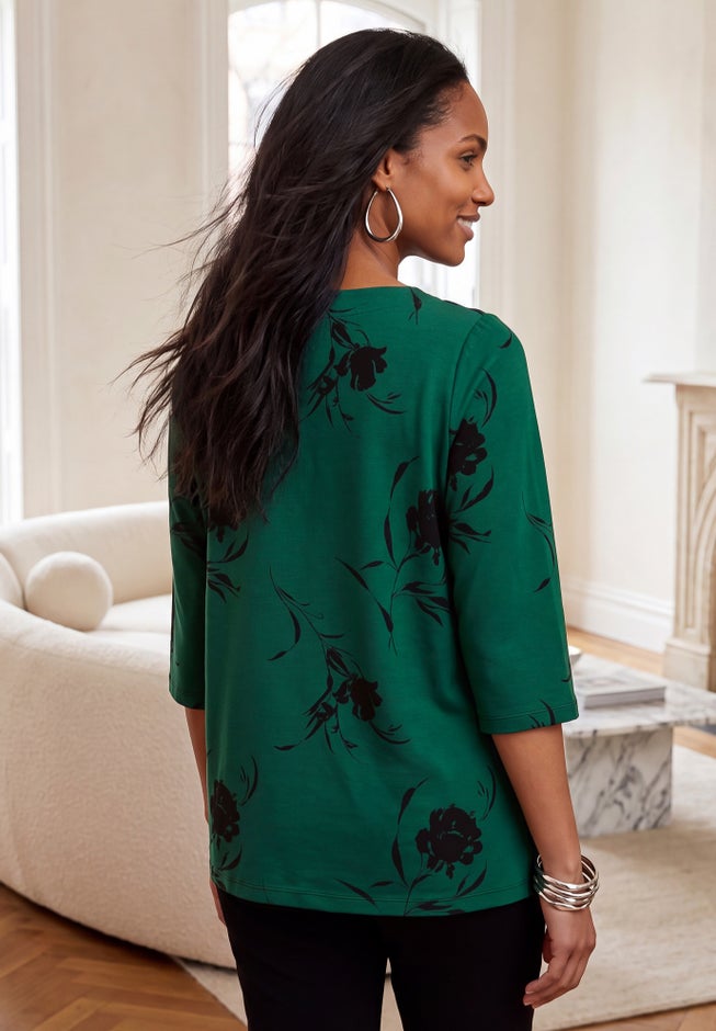 Stretch Cotton Boatneck Tunic image number 1