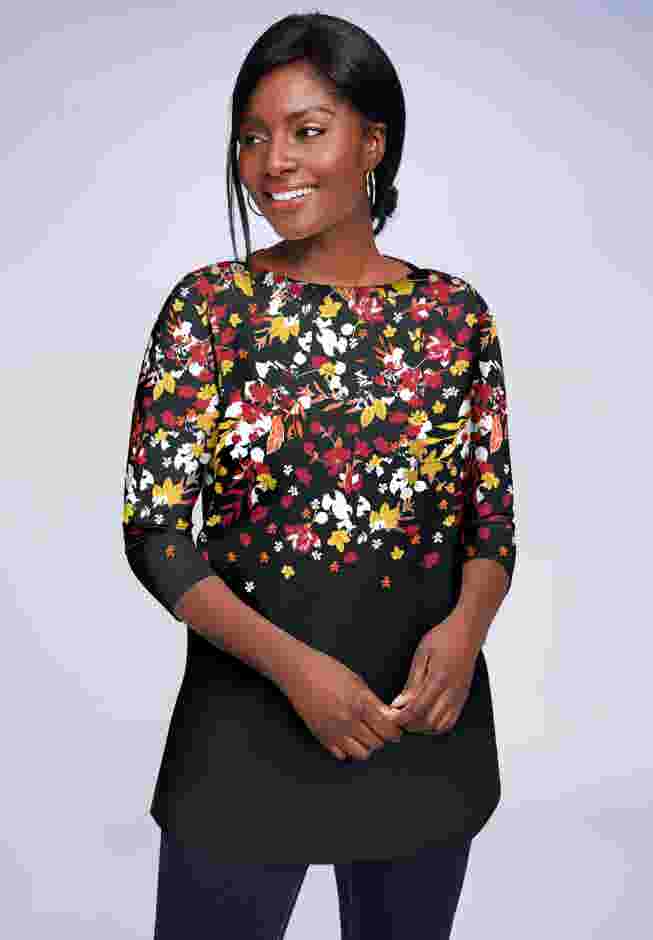 Stretch Cotton Boatneck Tunic image number 2