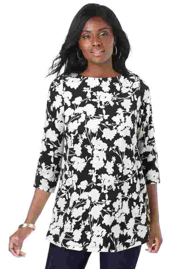 Stretch Cotton Boatneck Tunic image number 0