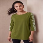 Stretch Cotton Boatneck Tunic image number null