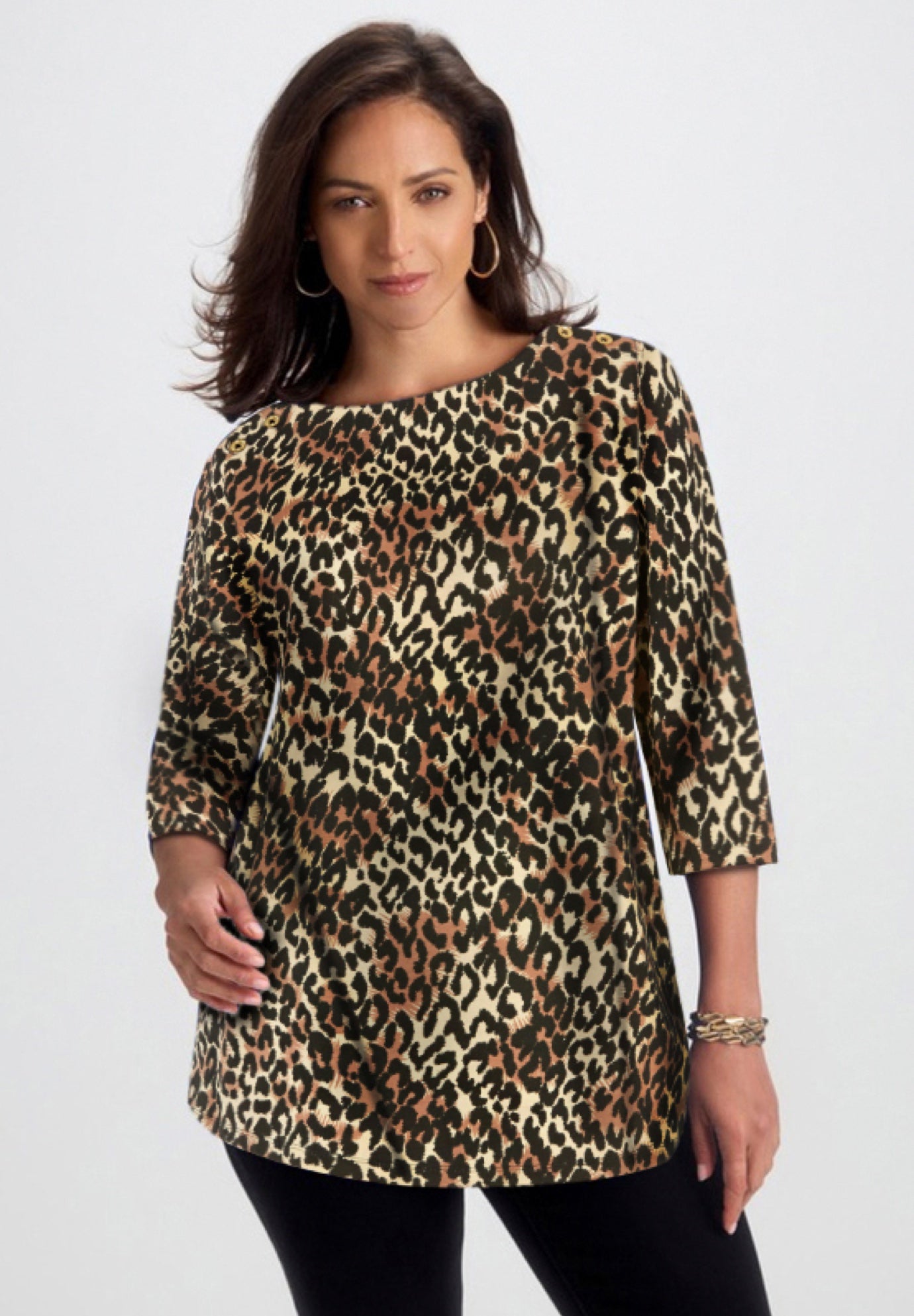 Stretch Cotton Boatneck Tunic image number 0