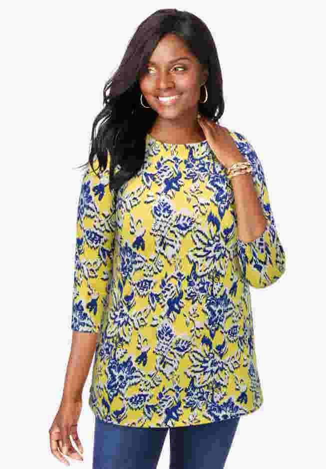 Stretch Cotton Boatneck Tunic image number 0
