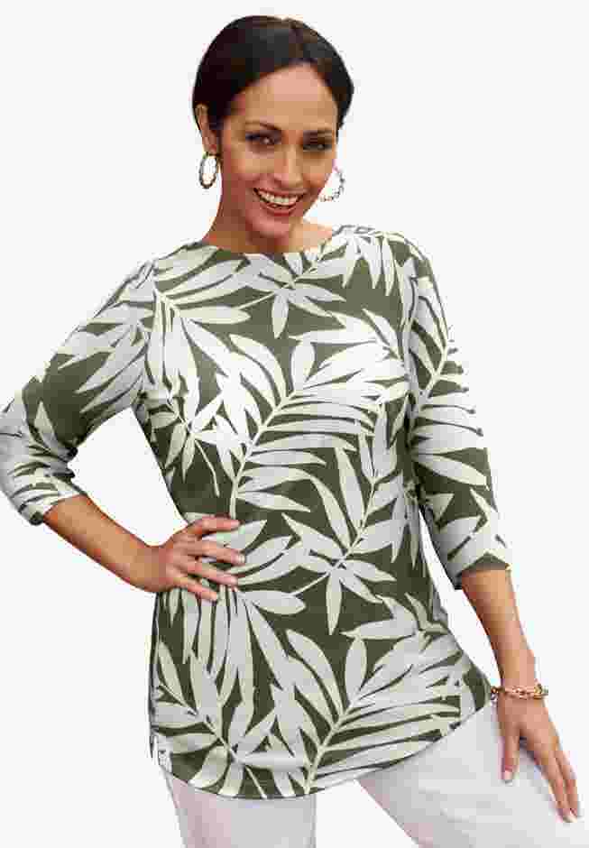 Stretch Cotton Boatneck Tunic image number 0
