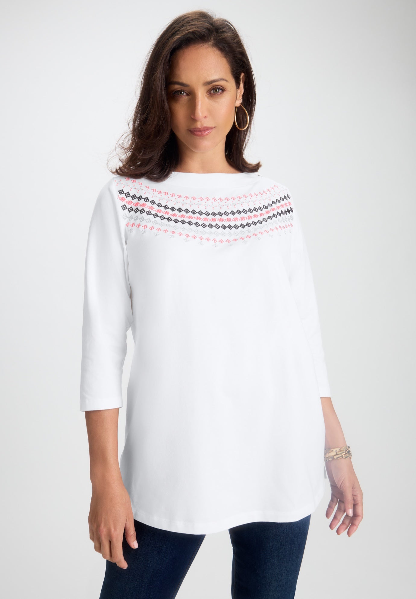 Stretch Cotton Boatneck Tunic image number 0