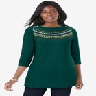 Stretch Cotton Boatneck Tunic image number null
