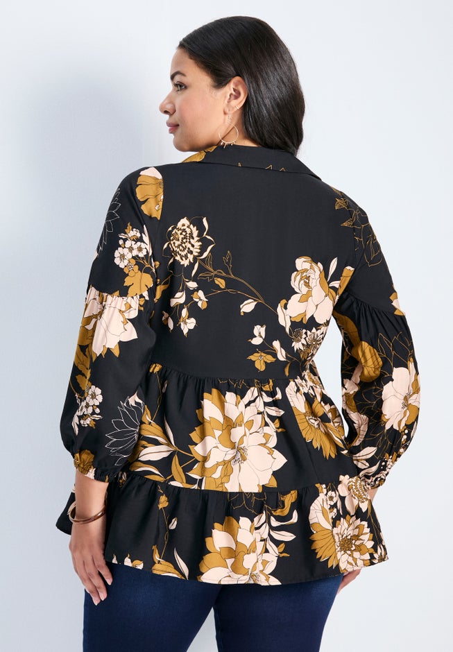 Flora Blouson Tiered Tunic image number 2