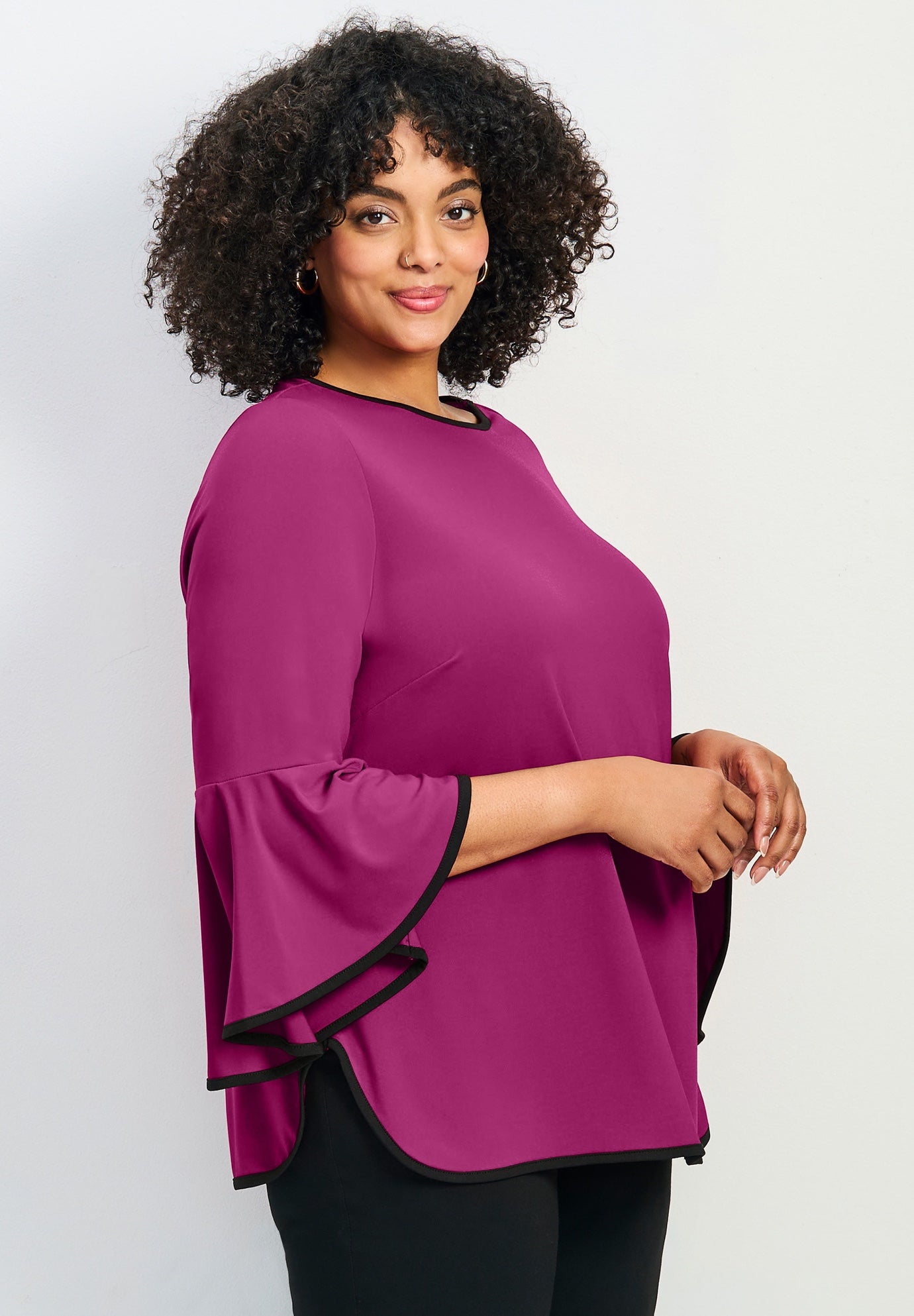 Ivana Contrast Bell Sleeve Top image number 2