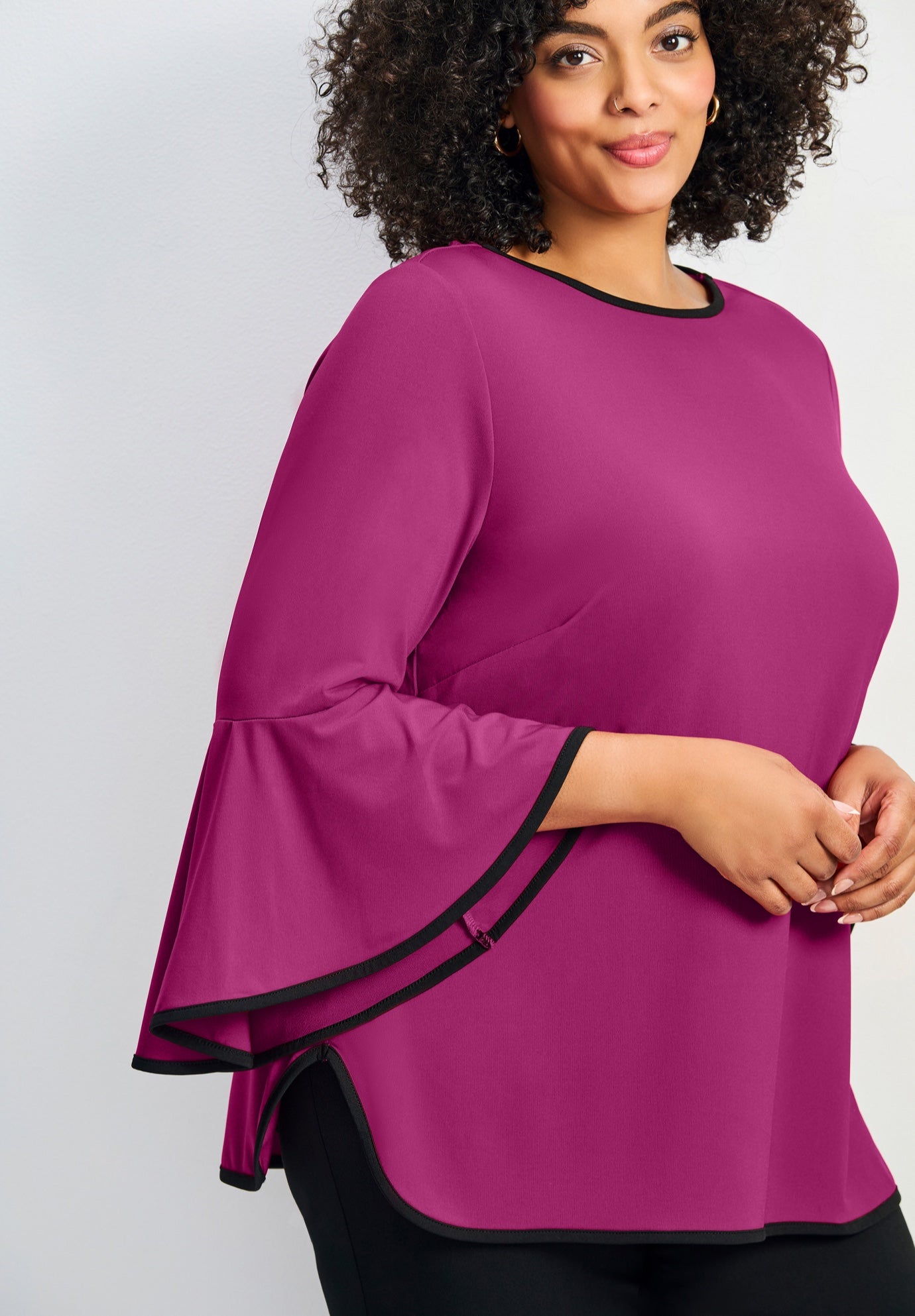 Ivana Contrast Bell Sleeve Top image number 3