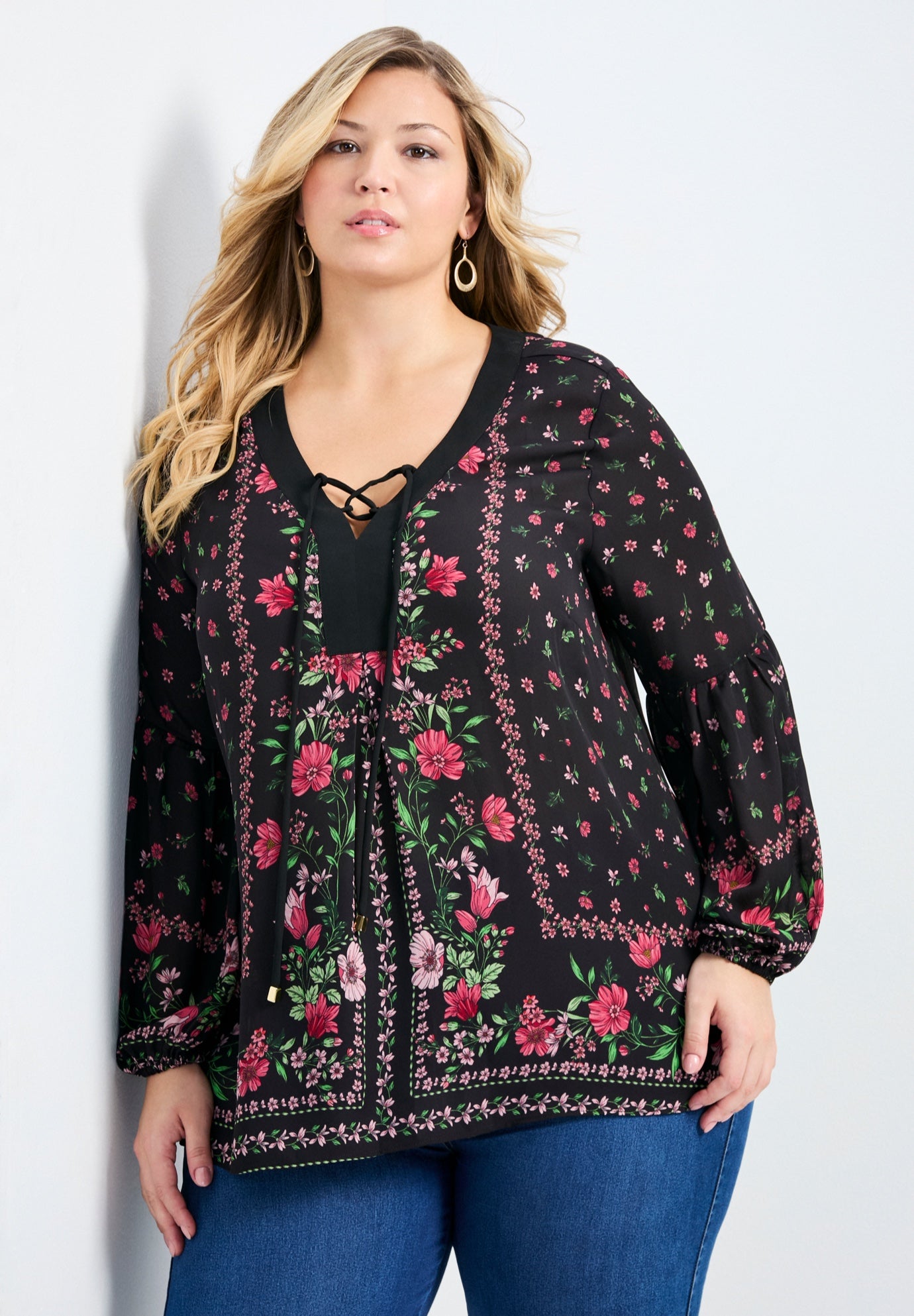 Tamlyn Lace Up Print Top image number 0